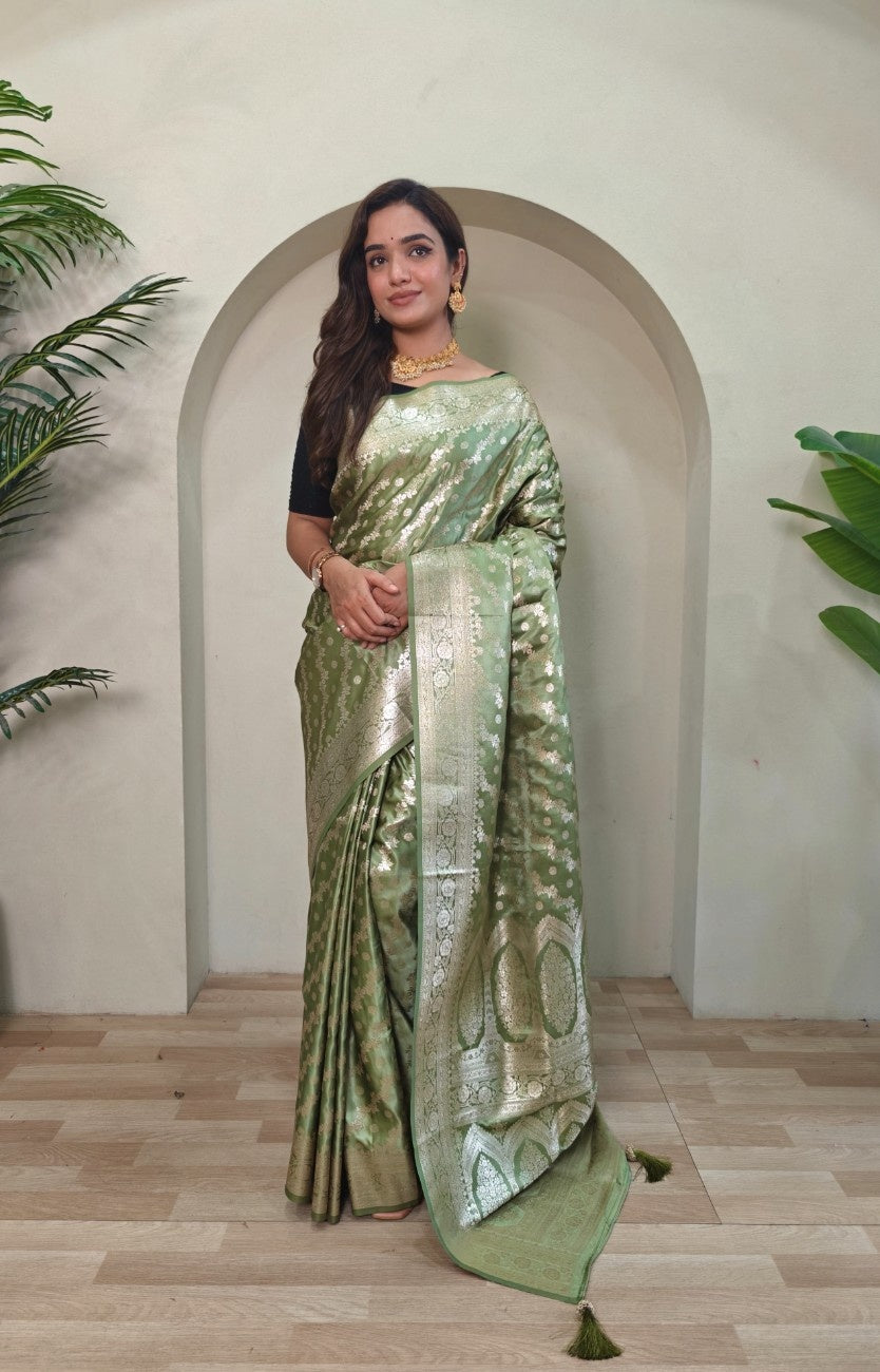 Mushru Satin Silk Saree with leheriya weaving design