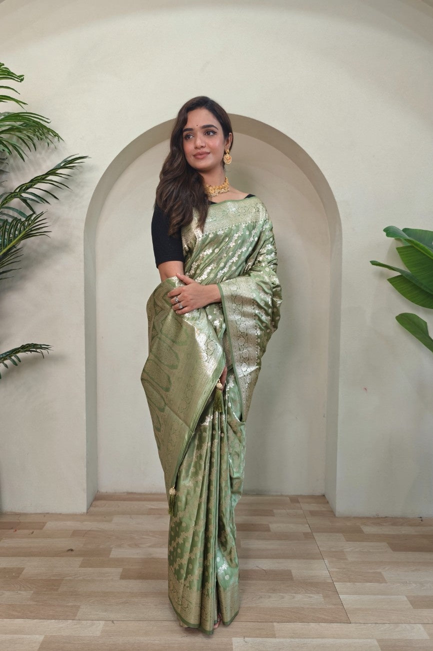Mushru Satin Silk Saree with leheriya weaving design