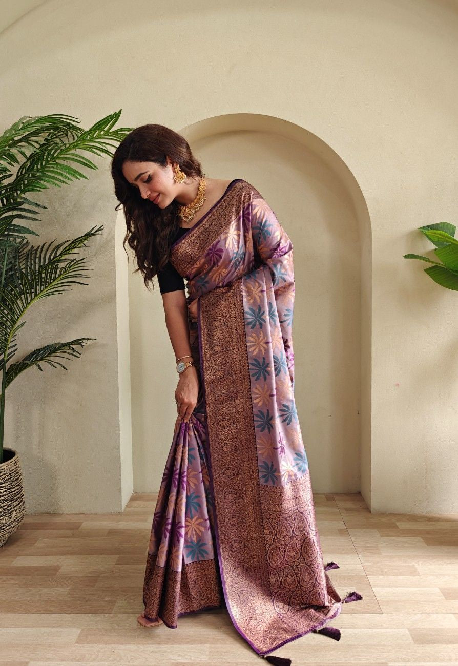 Premium Kanchi Silk Saree with Contrast Rich Border