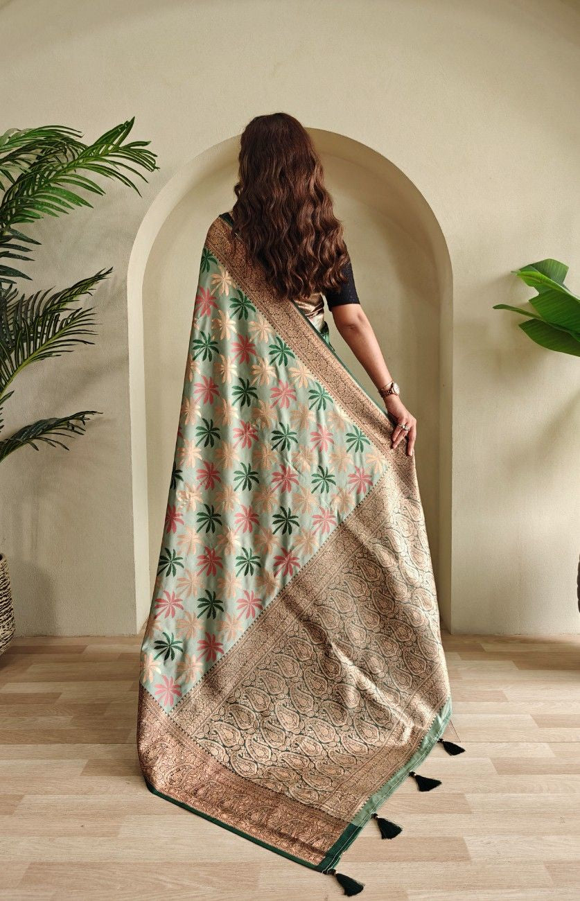 Premium Kanchi Silk Saree with Contrast Rich Border
