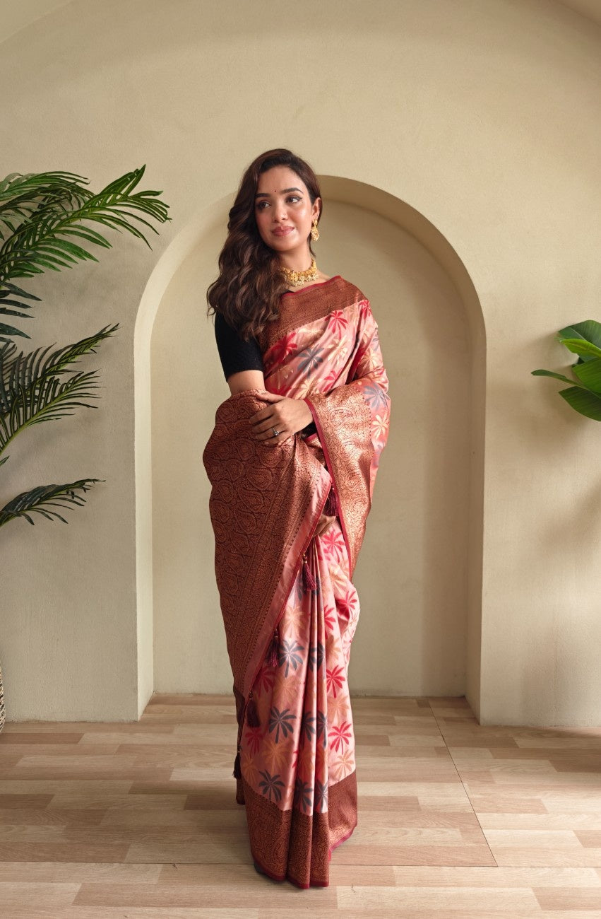 Premium Kanchi Silk Saree with Contrast Rich Border