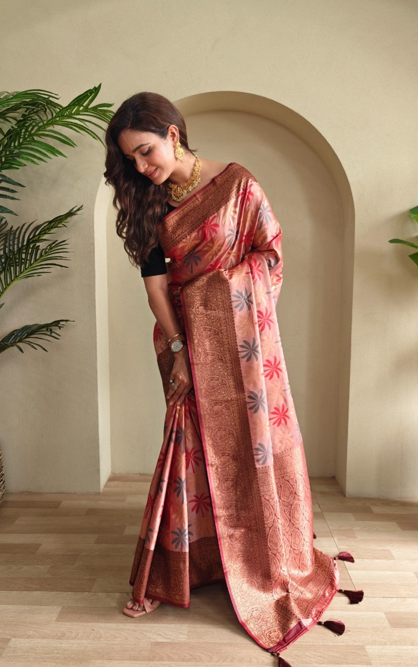 Premium Kanchi Silk Saree with Contrast Rich Border