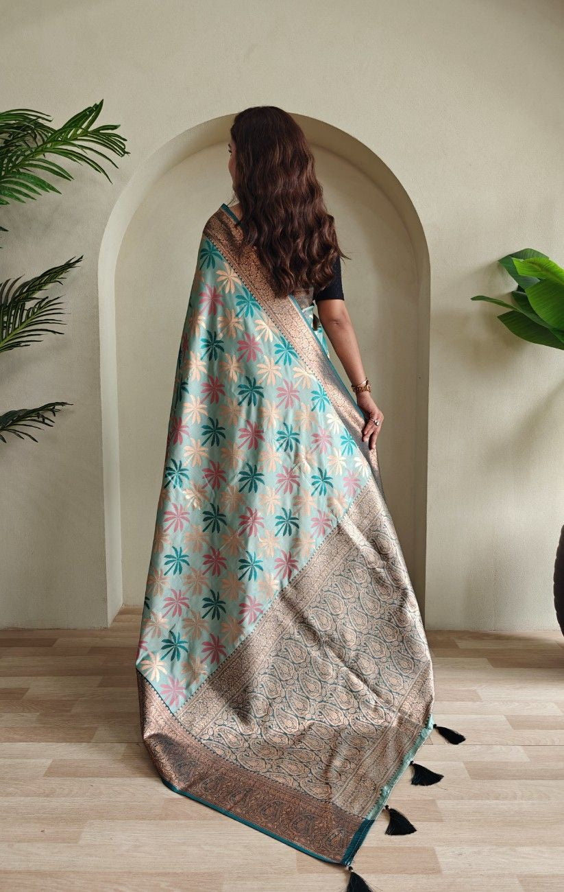 Premium Kanchi Silk Saree with Contrast Rich Border