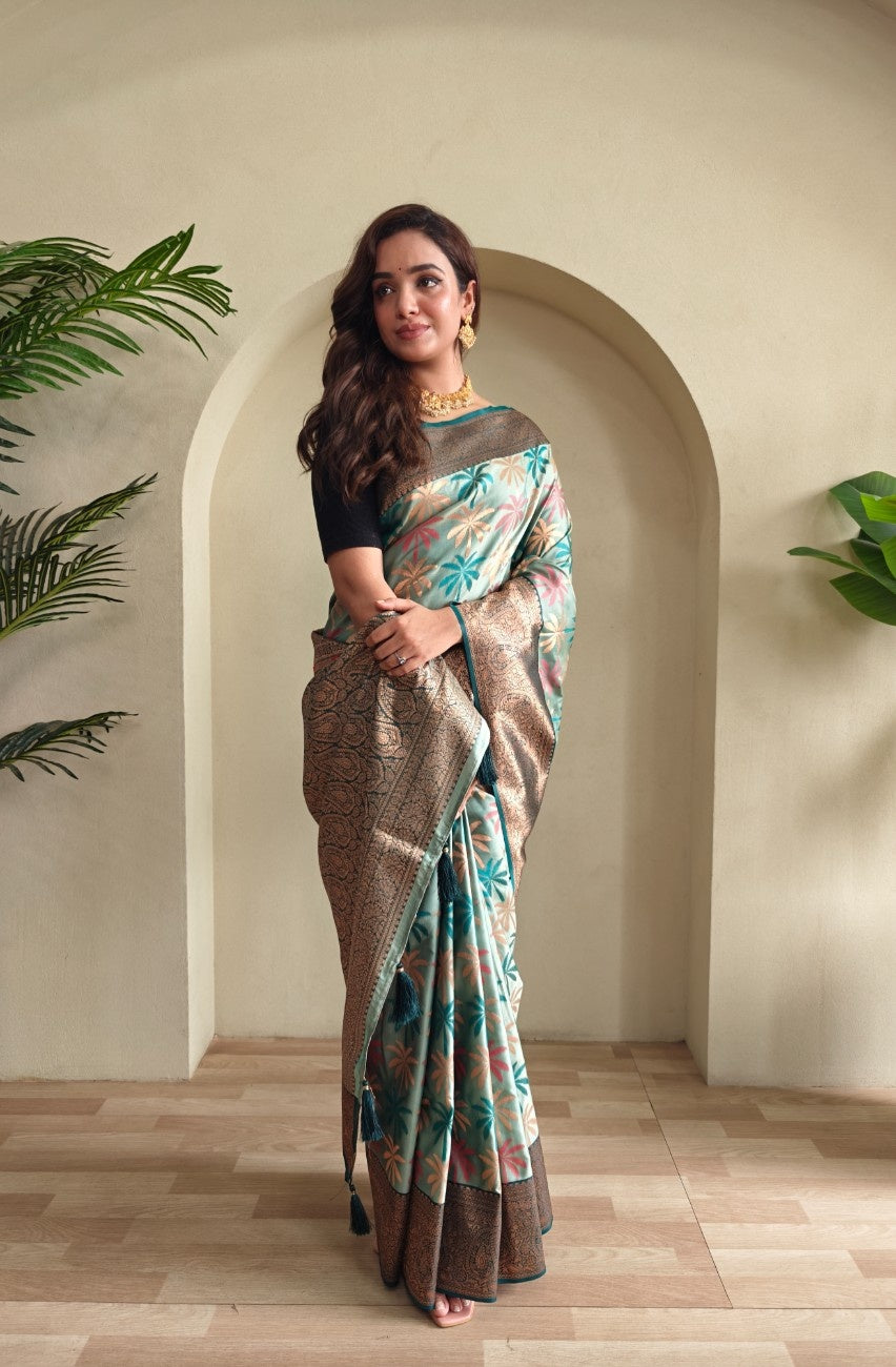 Premium Kanchi Silk Saree with Contrast Rich Border