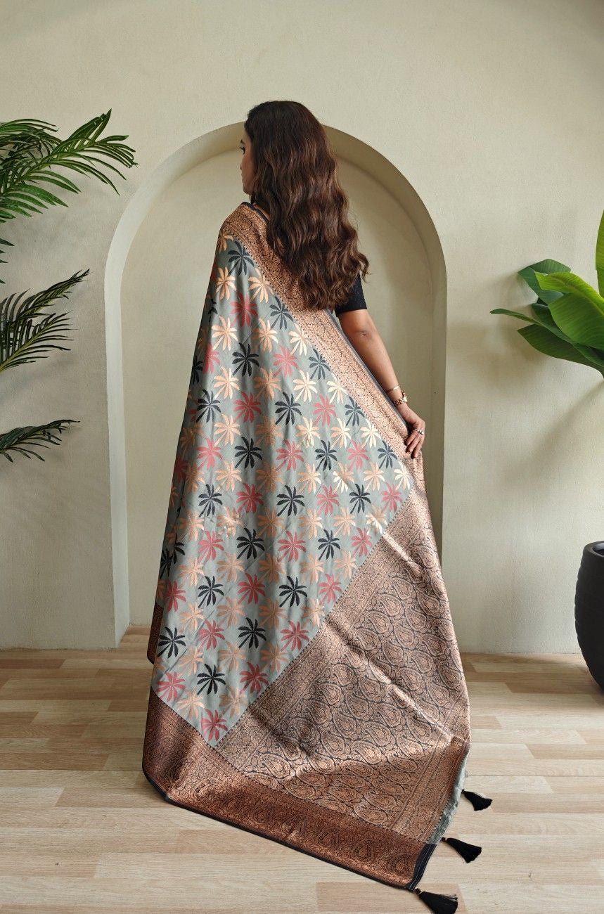 Premium Kanchi Silk Saree with Contrast Rich Border