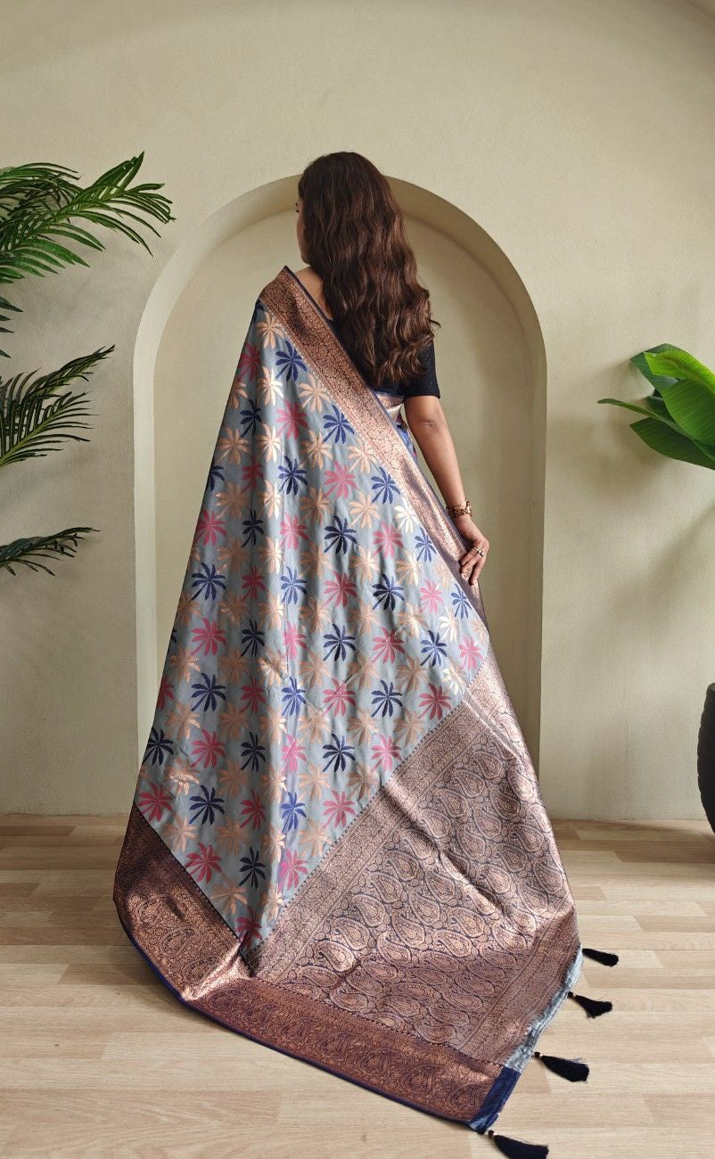 Premium Kanchi Silk Saree with Contrast Rich Border
