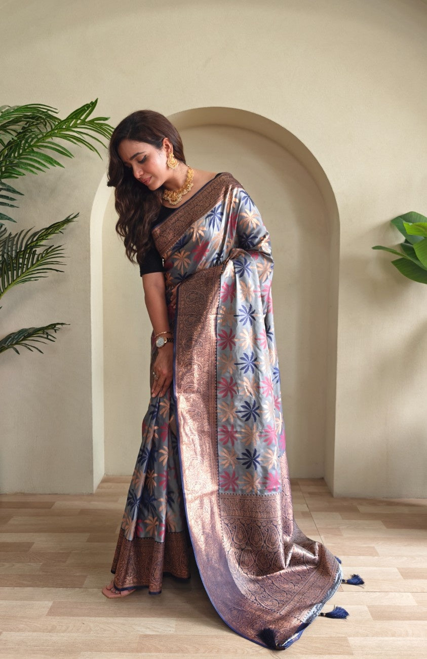 Premium Kanchi Silk Saree with Contrast Rich Border