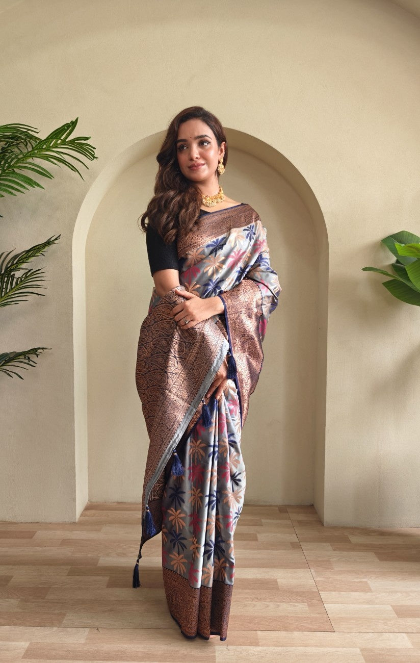 Premium Kanchi Silk Saree with Contrast Rich Border