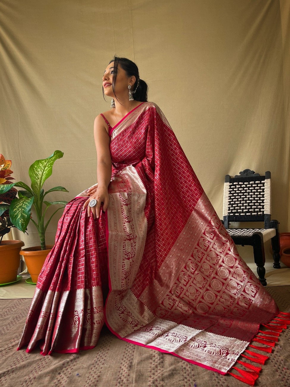  Pure Silk Saree with rich pallu and attractive border