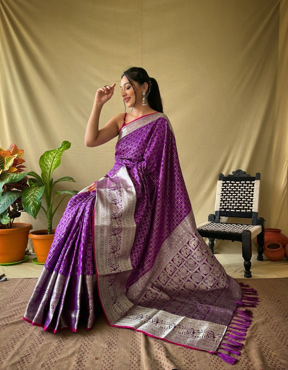  Pure Silk Saree with rich pallu and attractive border