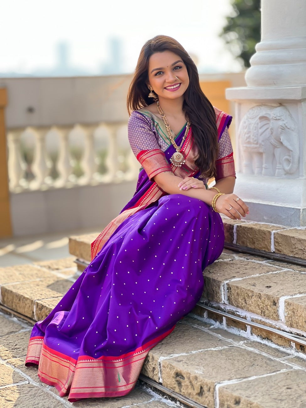 Pure Paithani Silk Saree With Ganga Jamuna Border and heritage weaving