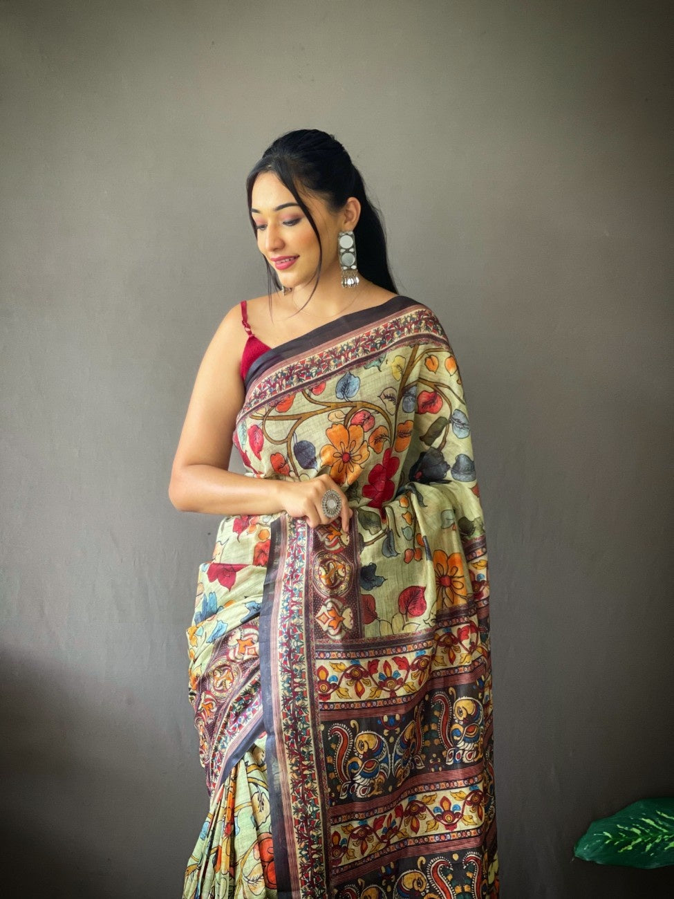 Cotton Sarees With Kalamkari Digital Print