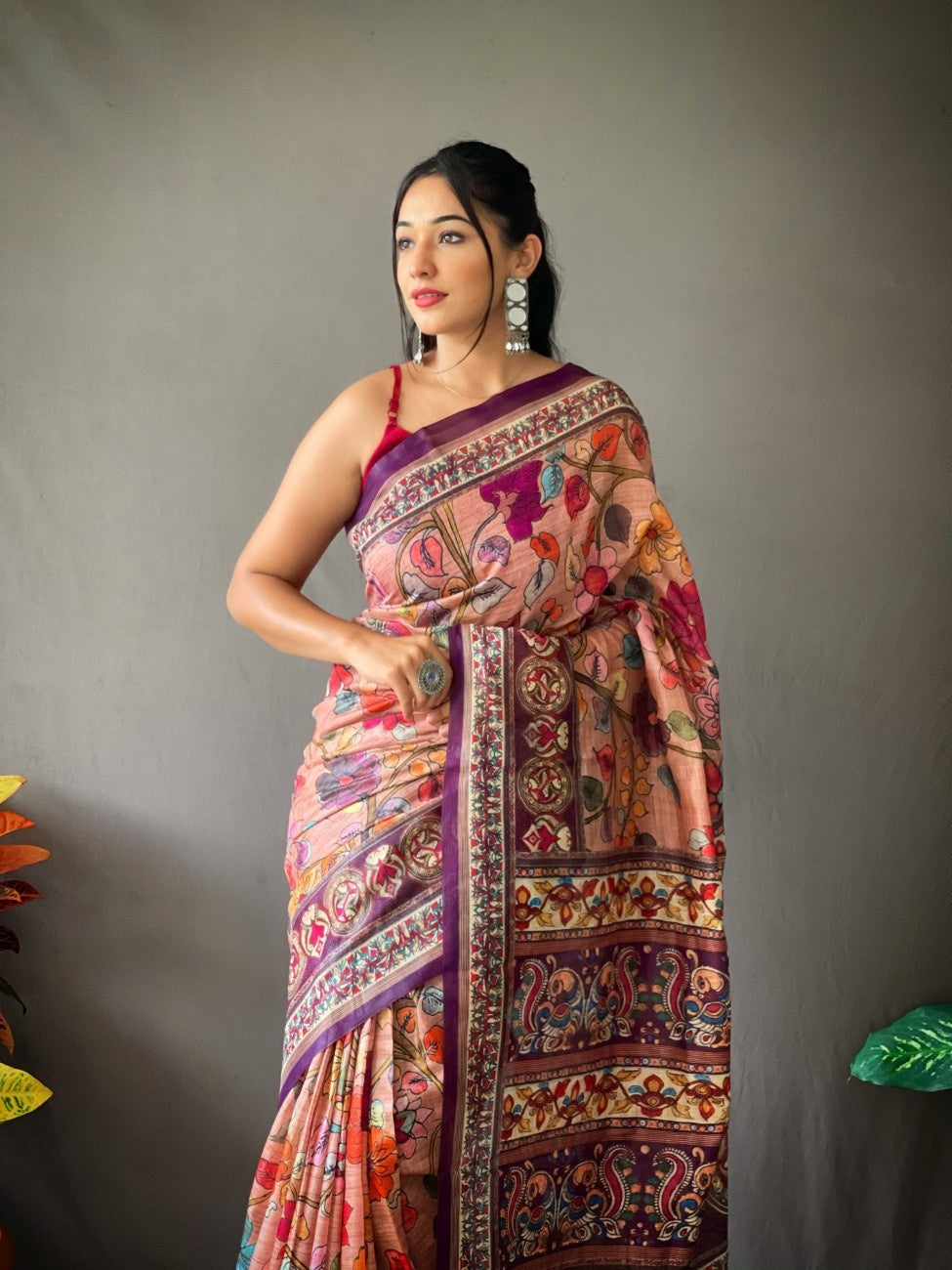 Cotton Sarees With Kalamkari Digital Print