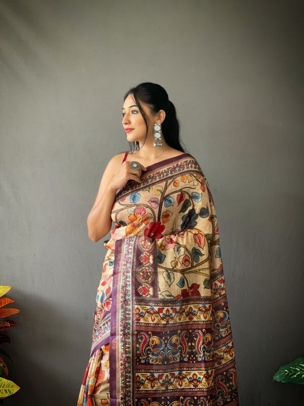 Cotton Sarees With Kalamkari Digital Print