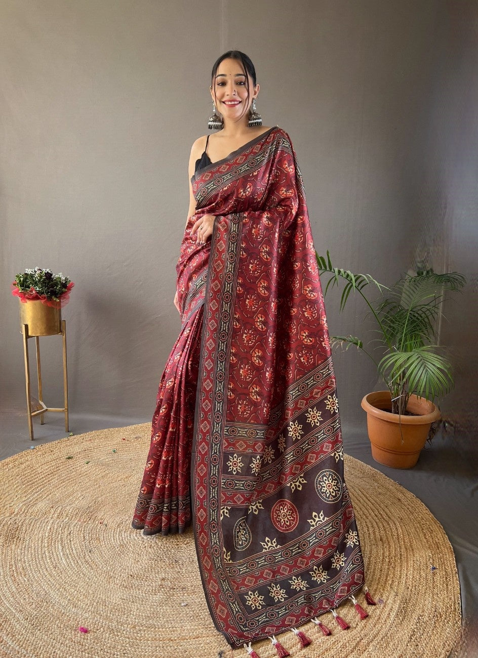 Pure Silk Saree With Digital Print