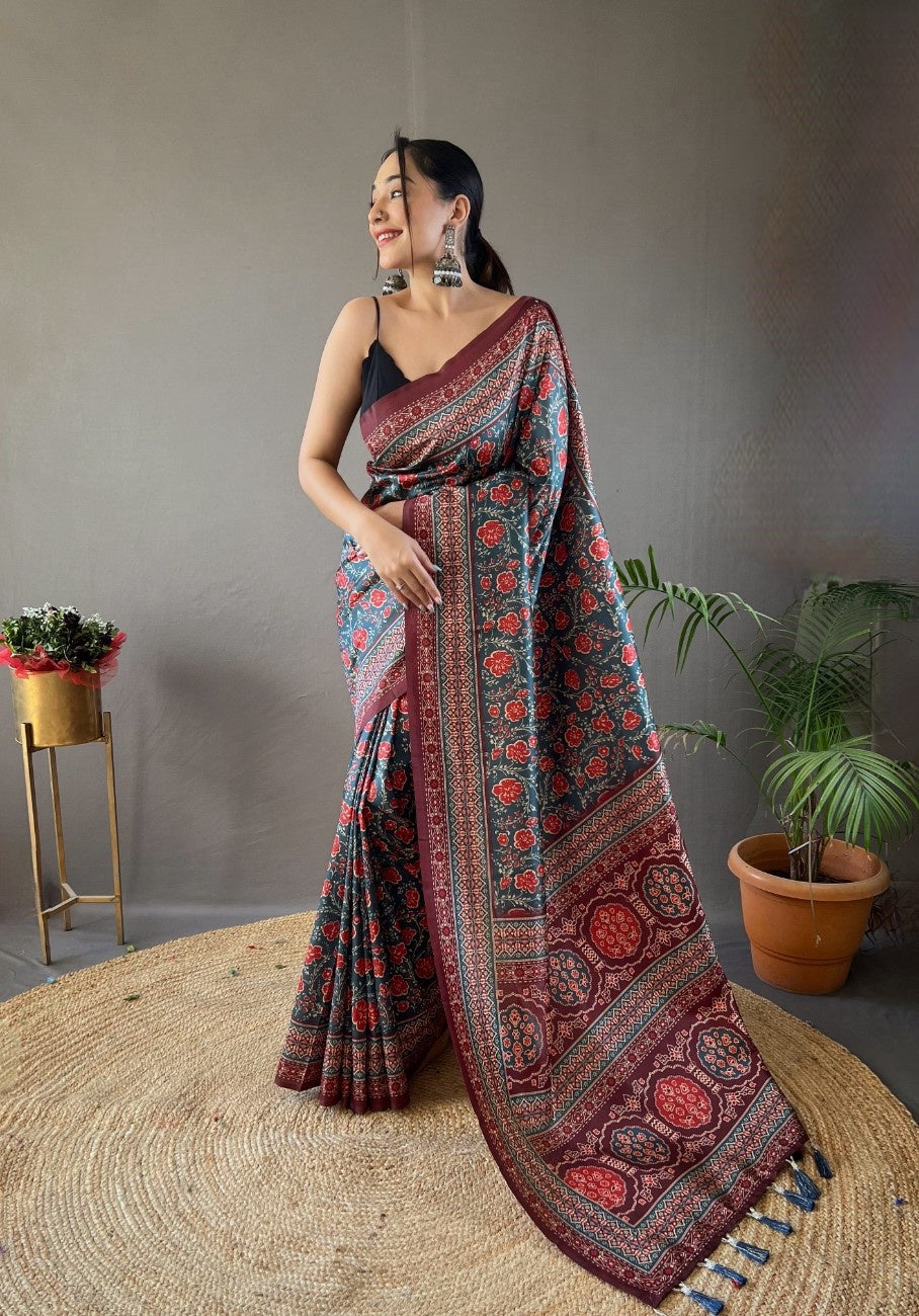 Pure Silk Saree With Digital Print