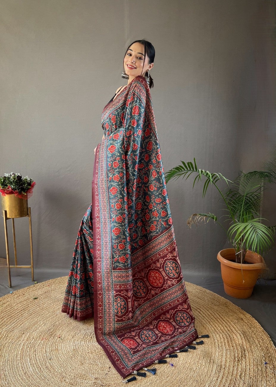 Pure Silk Saree With Digital Print