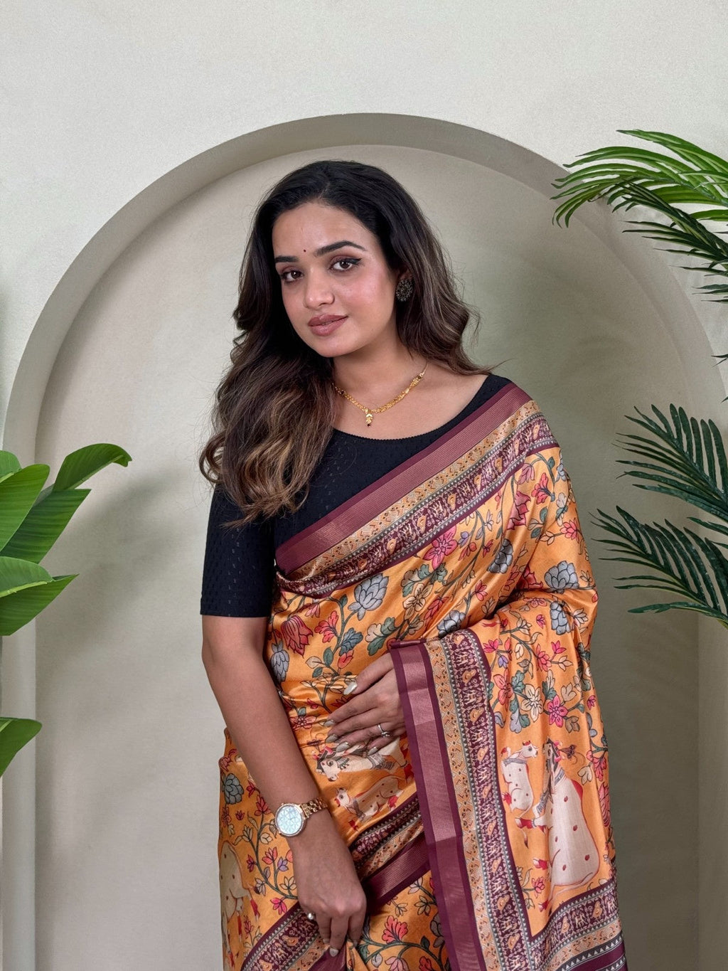 Premium Dola Viscose Saree With Digital Print and Zari border