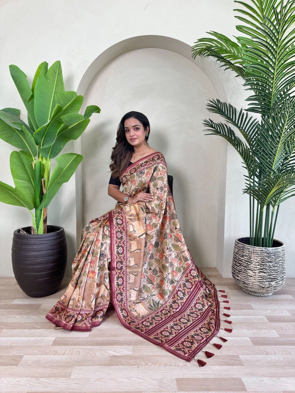 Premium Dola Viscose Saree With Digital Print and Zari border