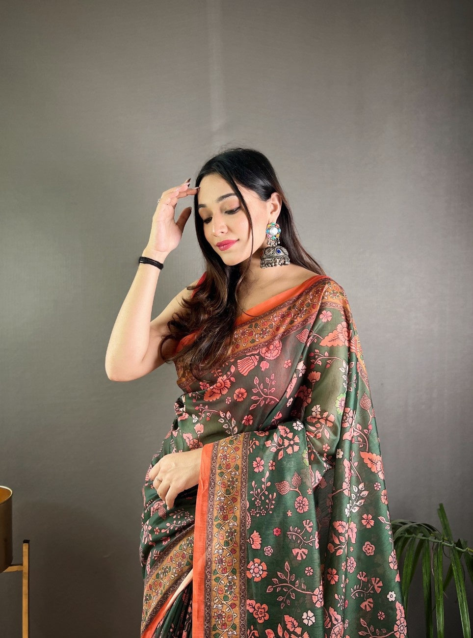 Pure Malai Cotton Saree with Katha Print