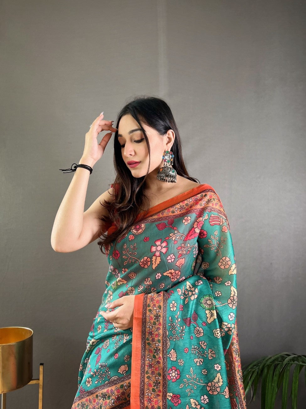 Pure Malai Cotton Saree with Katha Print