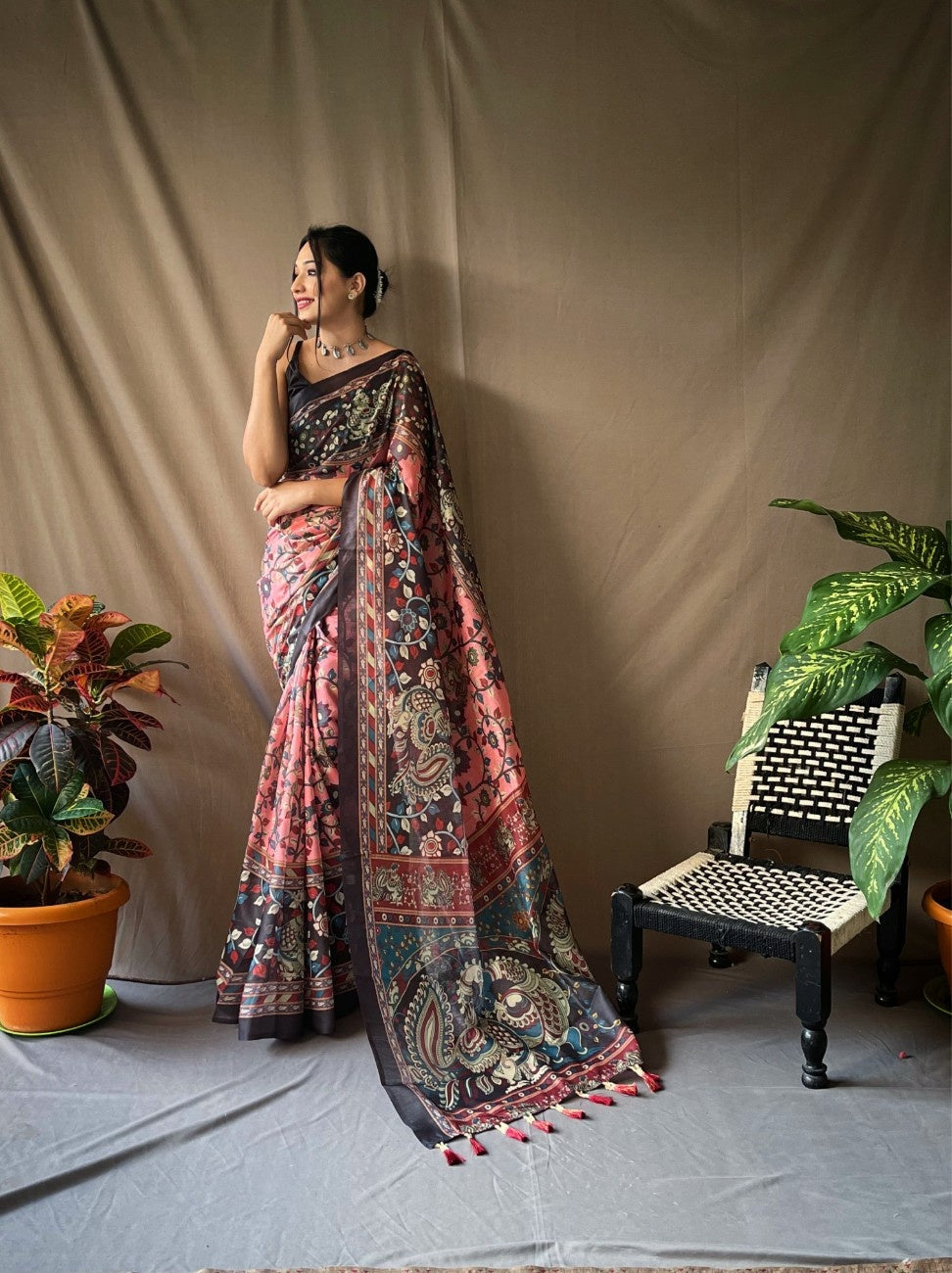 Cotton Sarees With Kalamkari Digital Print