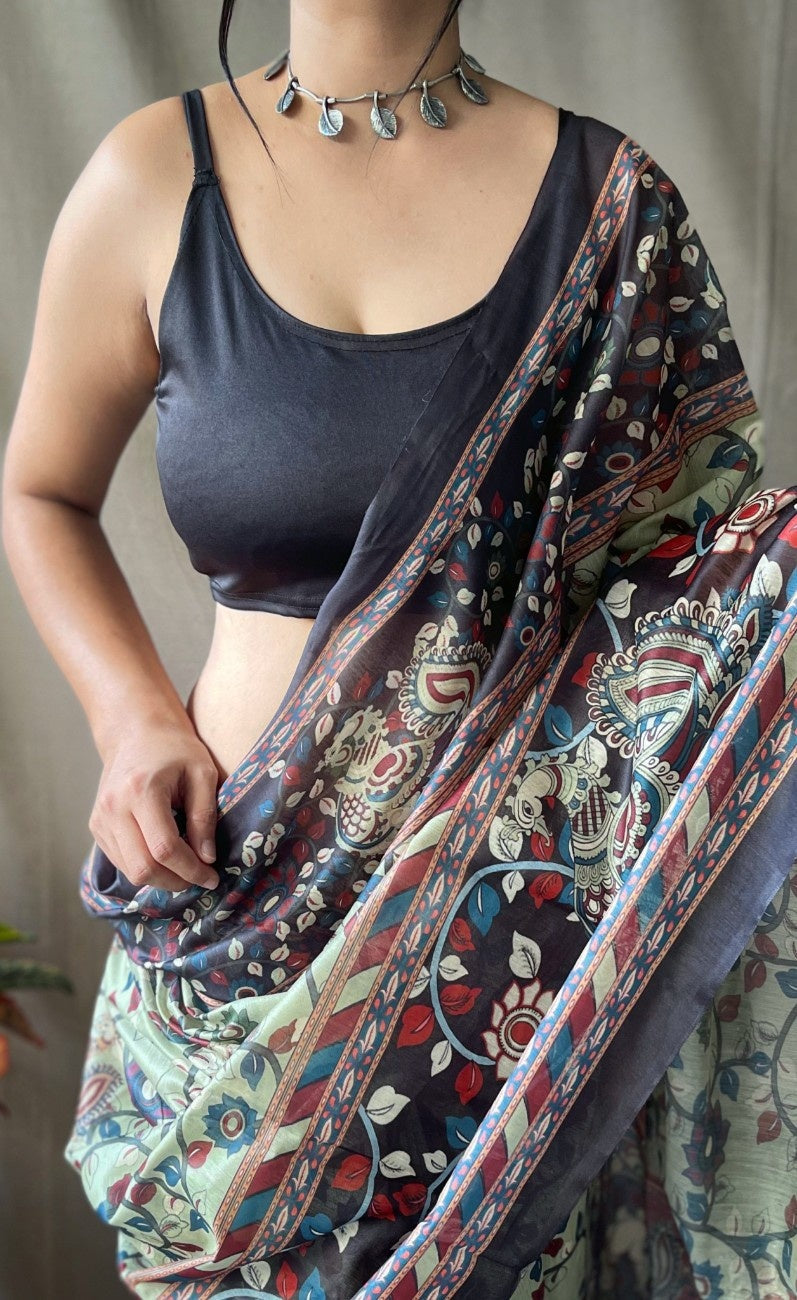Cotton Sarees With Kalamkari Digital Print