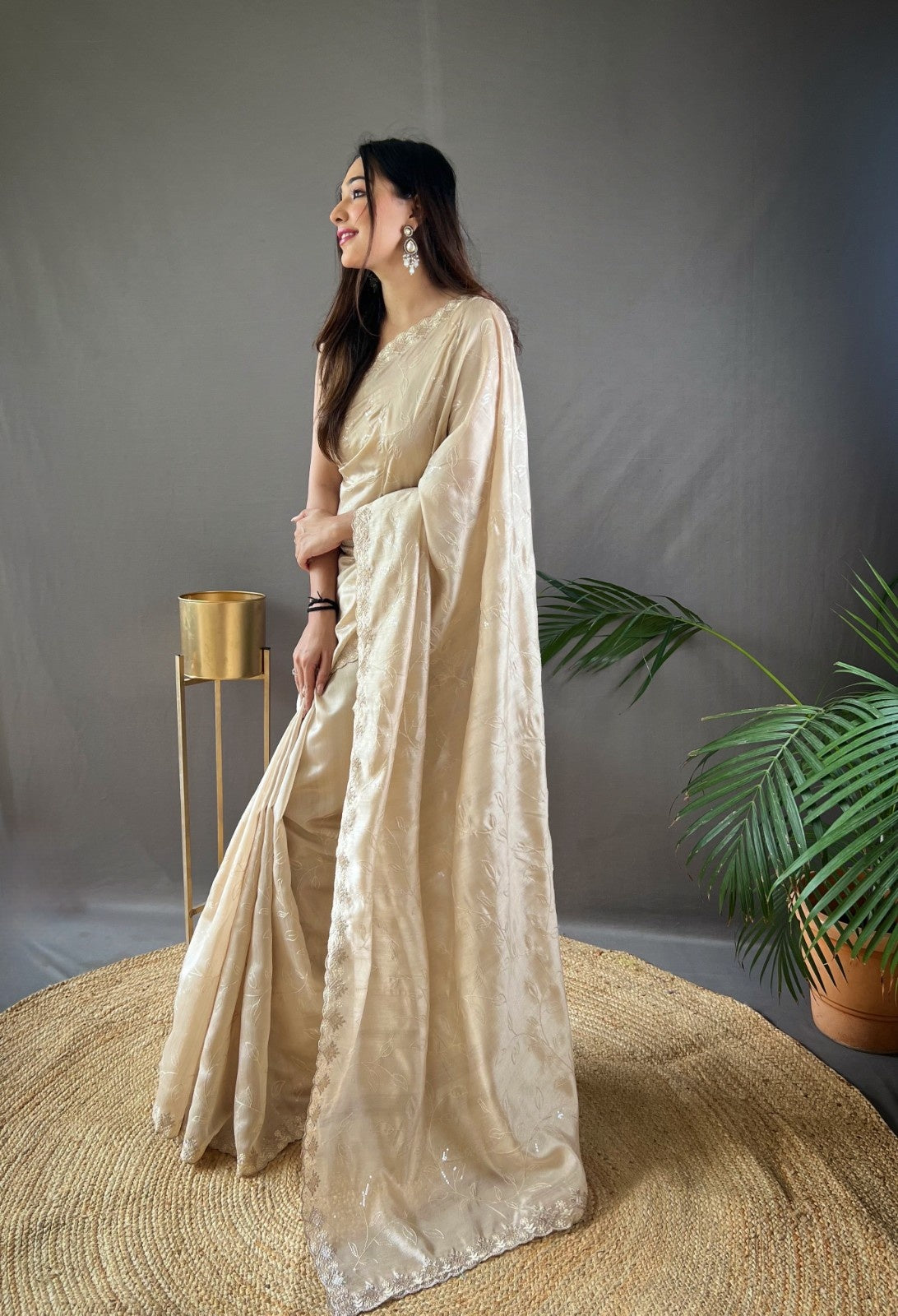 Premium Pure Ruhi Silk Saree with All-over jal work