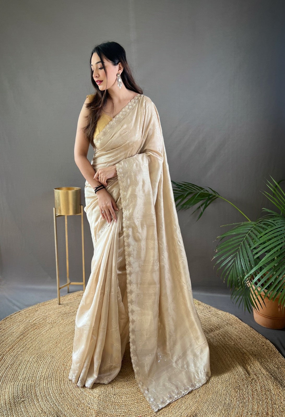 Premium Pure Ruhi Silk Saree with All-over jal work