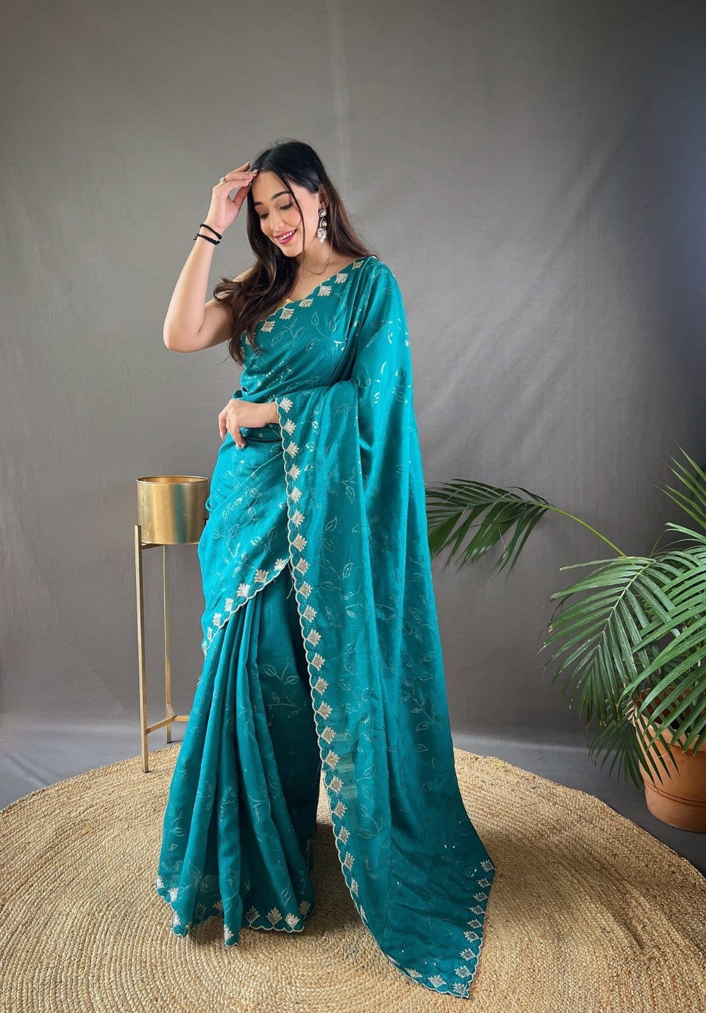 Premium Pure Ruhi Silk Saree with All-over jal work