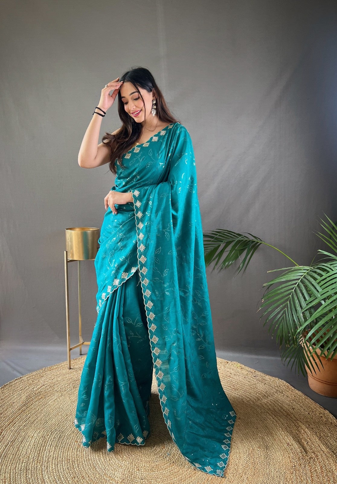 Premium Pure Ruhi Silk Saree with All-over jal work