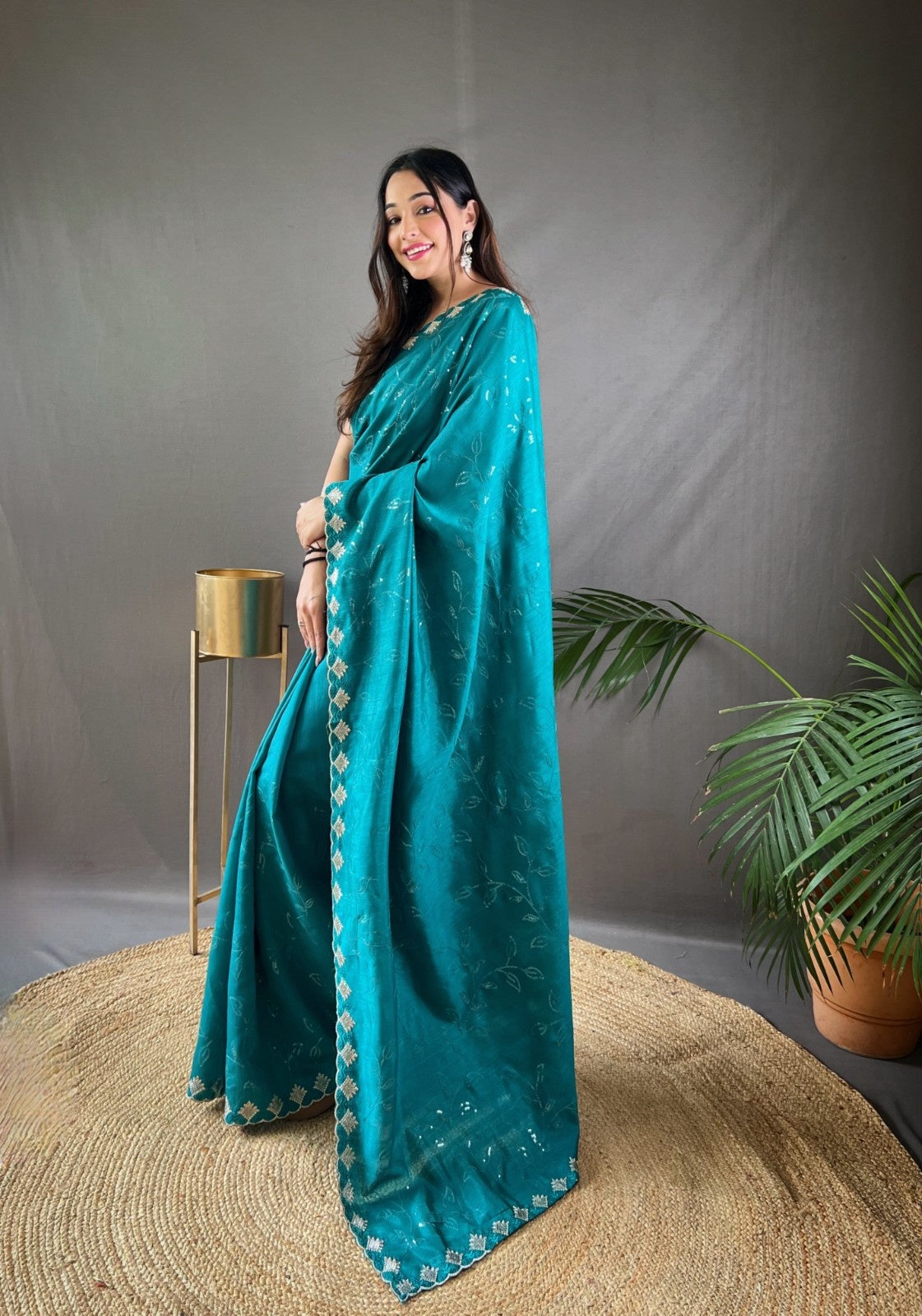 Premium Pure Ruhi Silk Saree with All-over jal work
