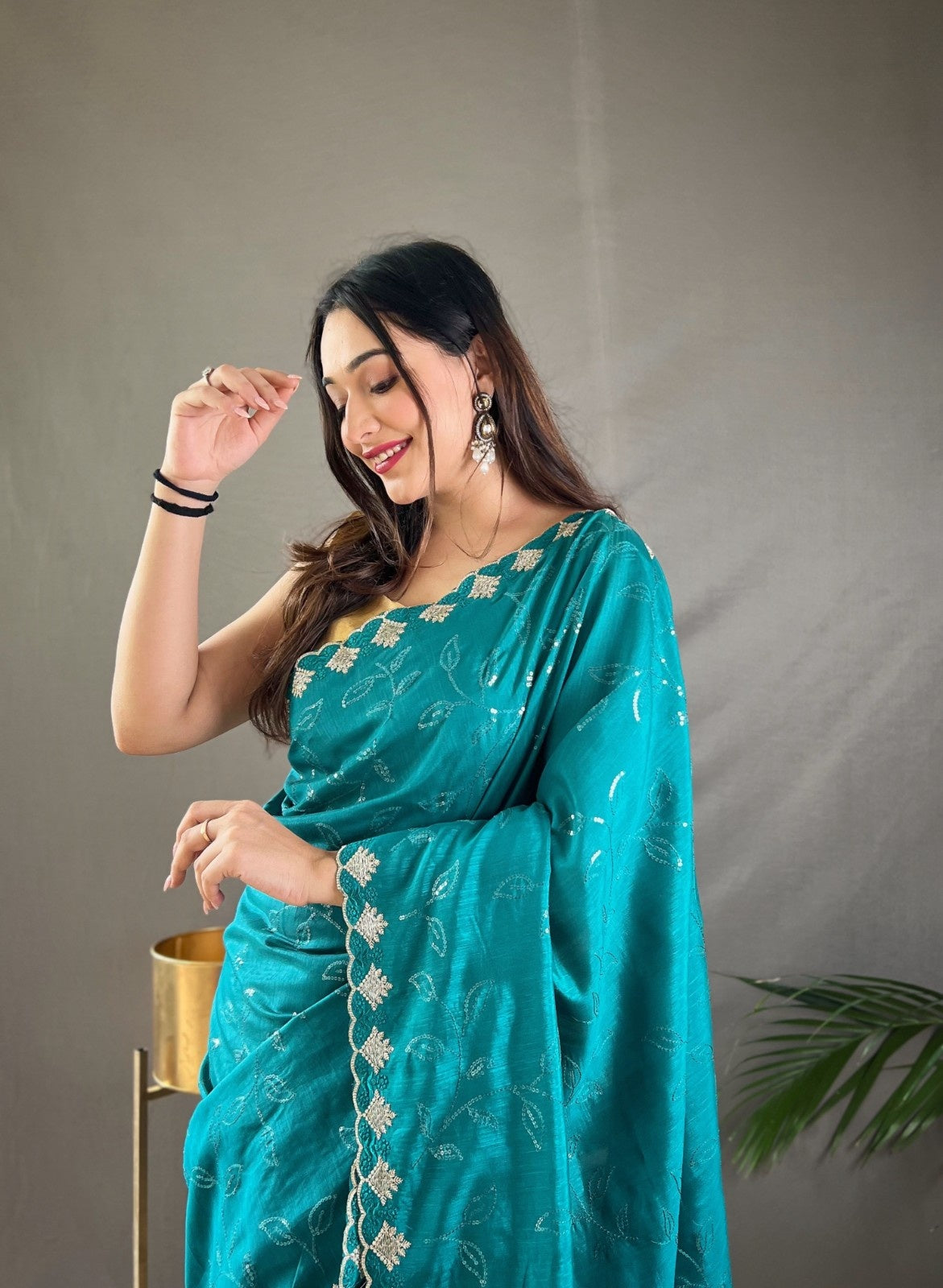 Premium Pure Ruhi Silk Saree with All-over jal work