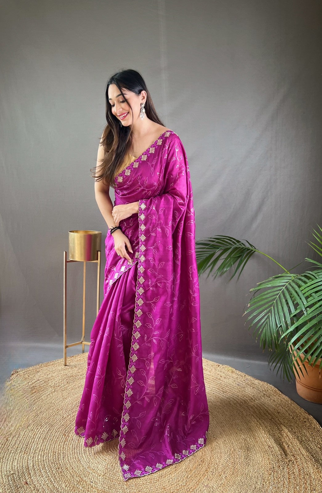 Premium Pure Ruhi Silk Saree with All-over jal work