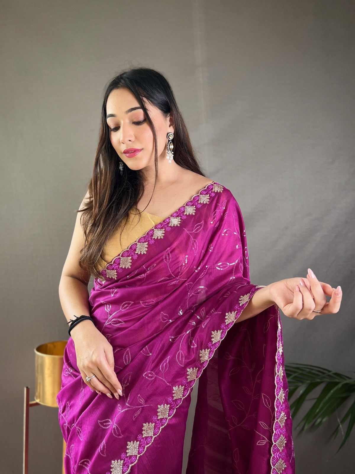 Premium Pure Ruhi Silk Saree with All-over jal work
