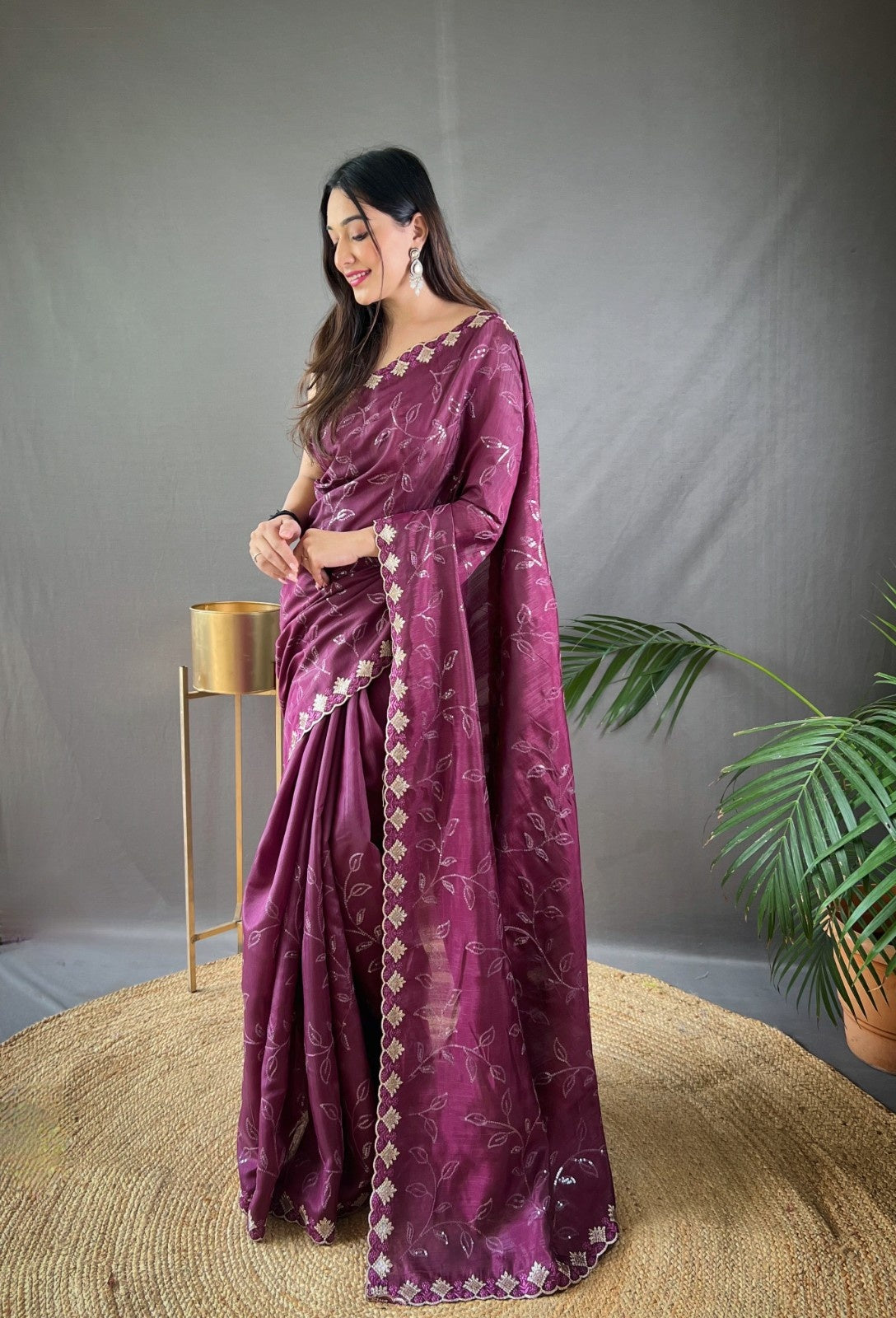 Premium Pure Ruhi Silk Saree with All-over jal work