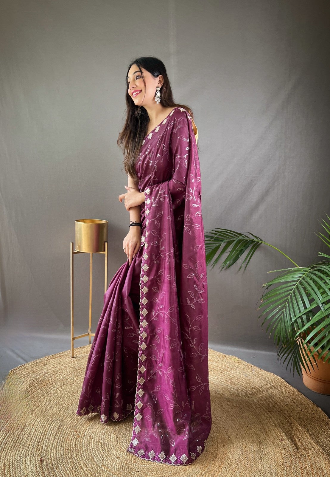 Premium Pure Ruhi Silk Saree with All-over jal work