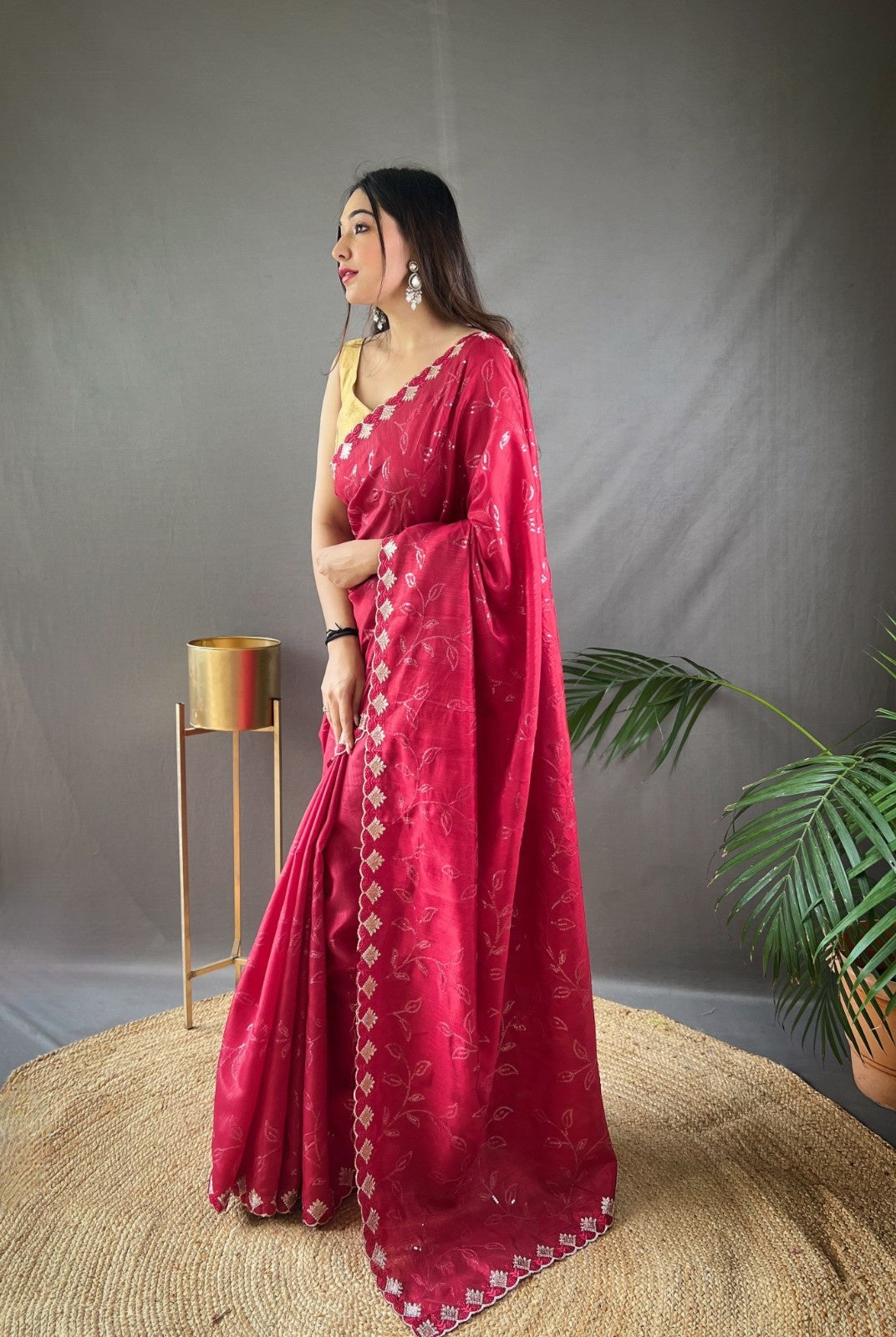Premium Pure Ruhi Silk Saree with All-over jal work