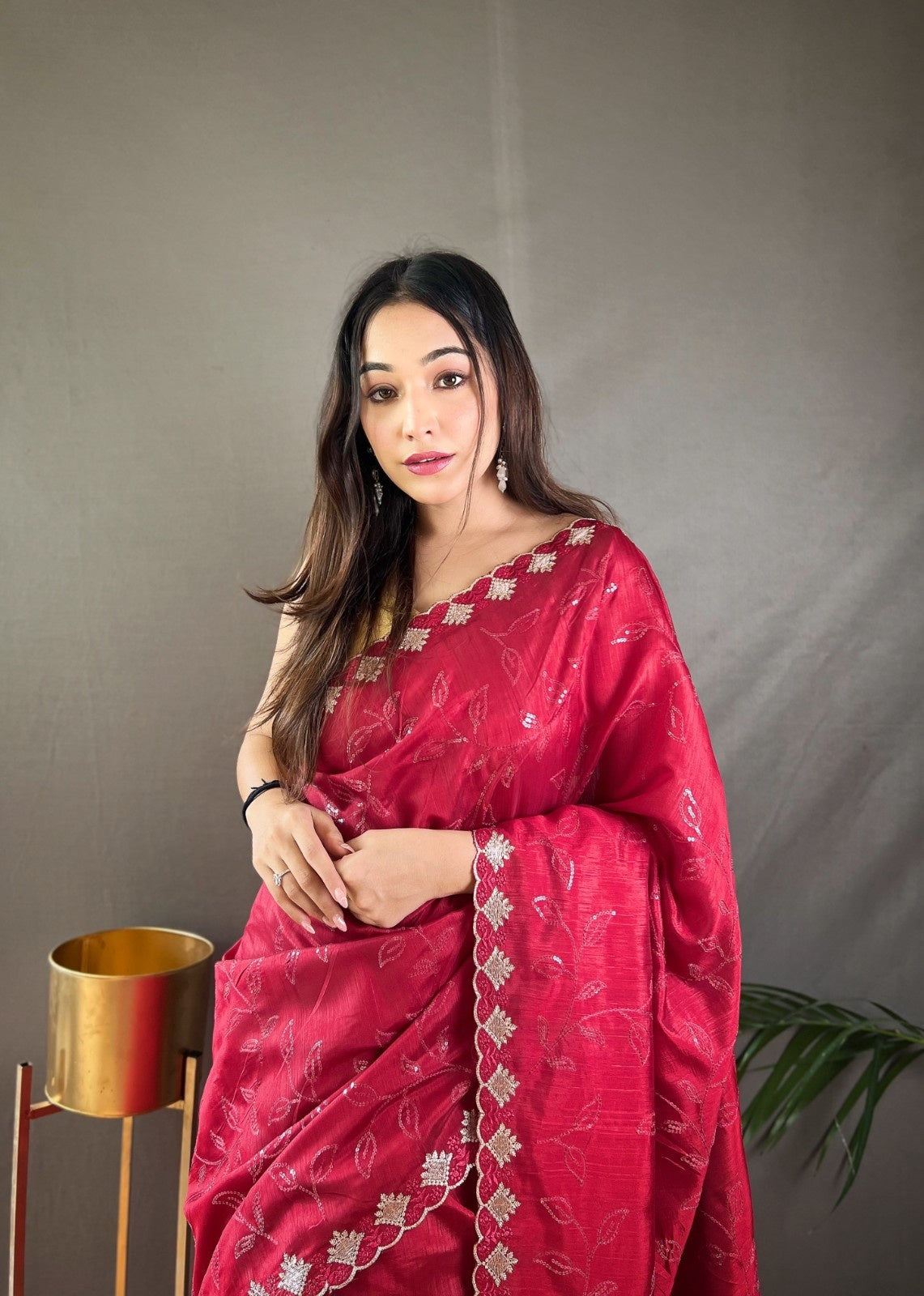 Premium Pure Ruhi Silk Saree with All-over jal work