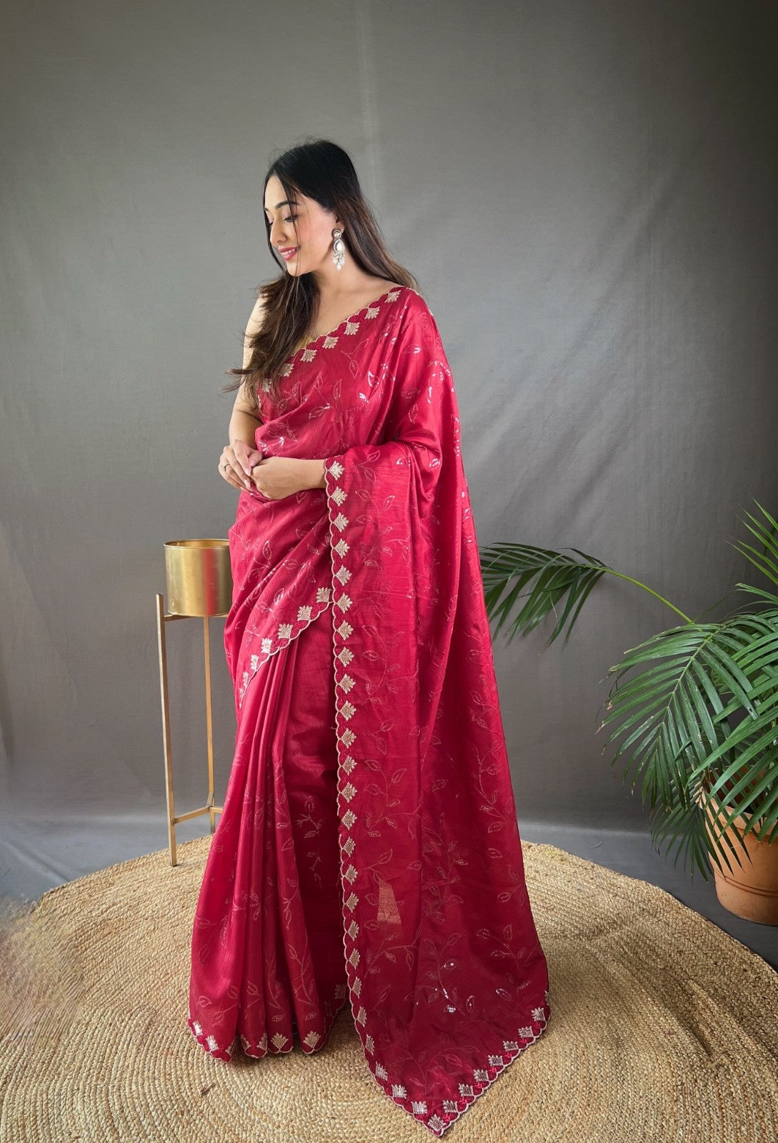 Premium Pure Ruhi Silk Saree with All-over jal work