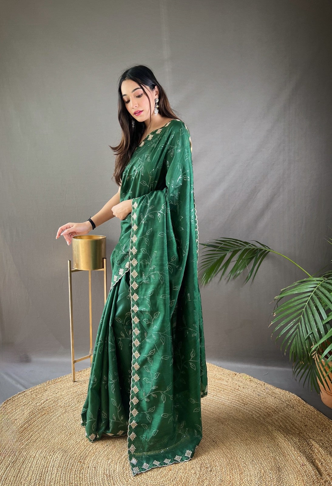 Premium Pure Ruhi Silk Saree with All-over jal work