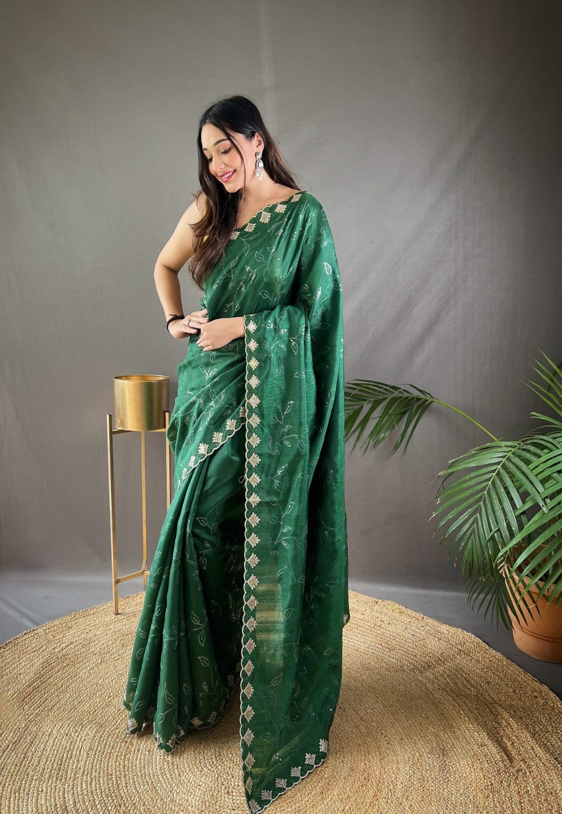 Premium Pure Ruhi Silk Saree with All-over jal work