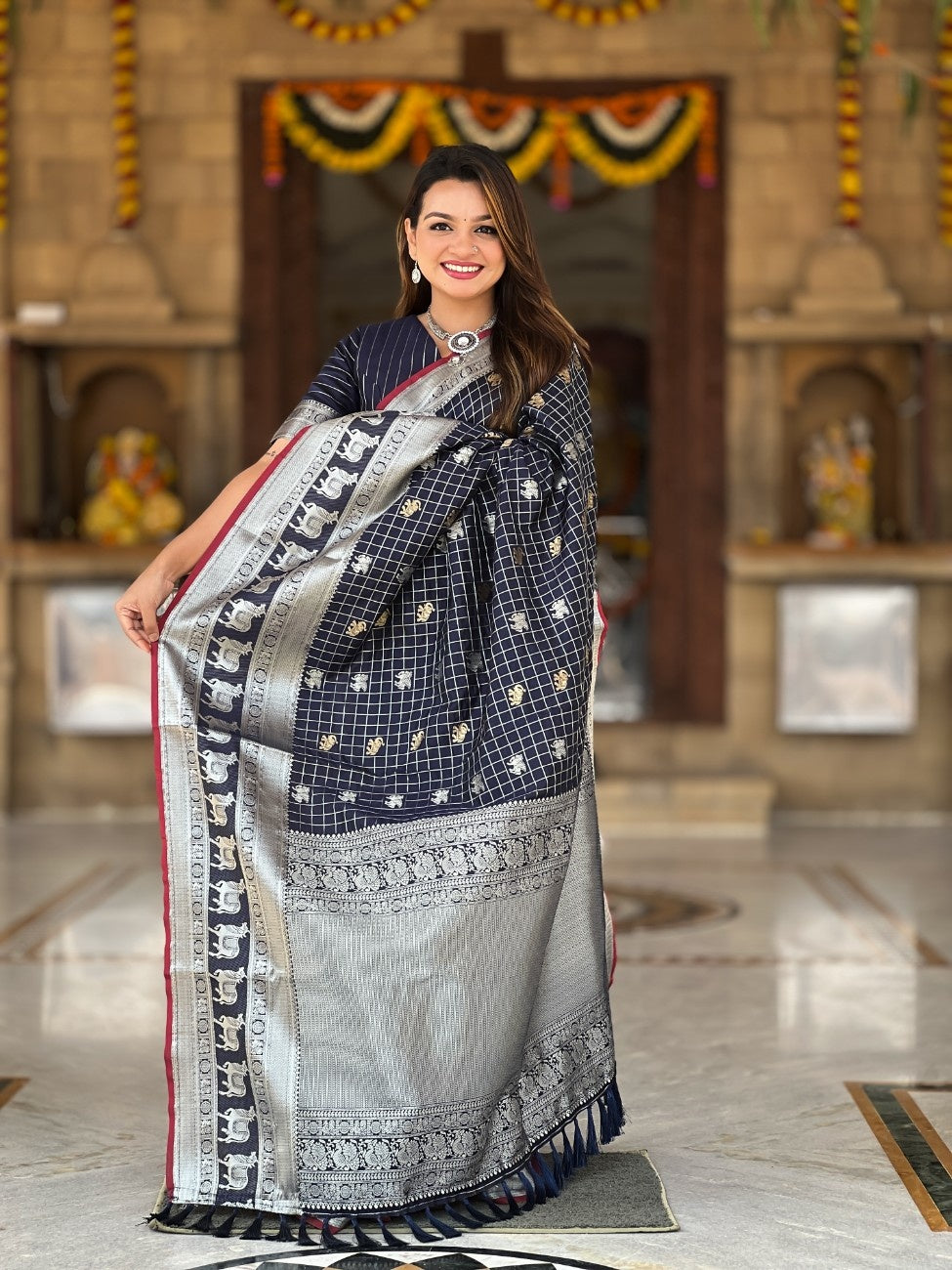 Premium Soft Silk Saree With traditional Pichwai Art