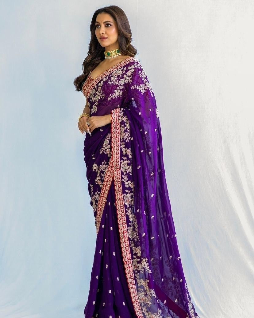 Premium Rangoli Silk Saree With Heavy Embroidery Work