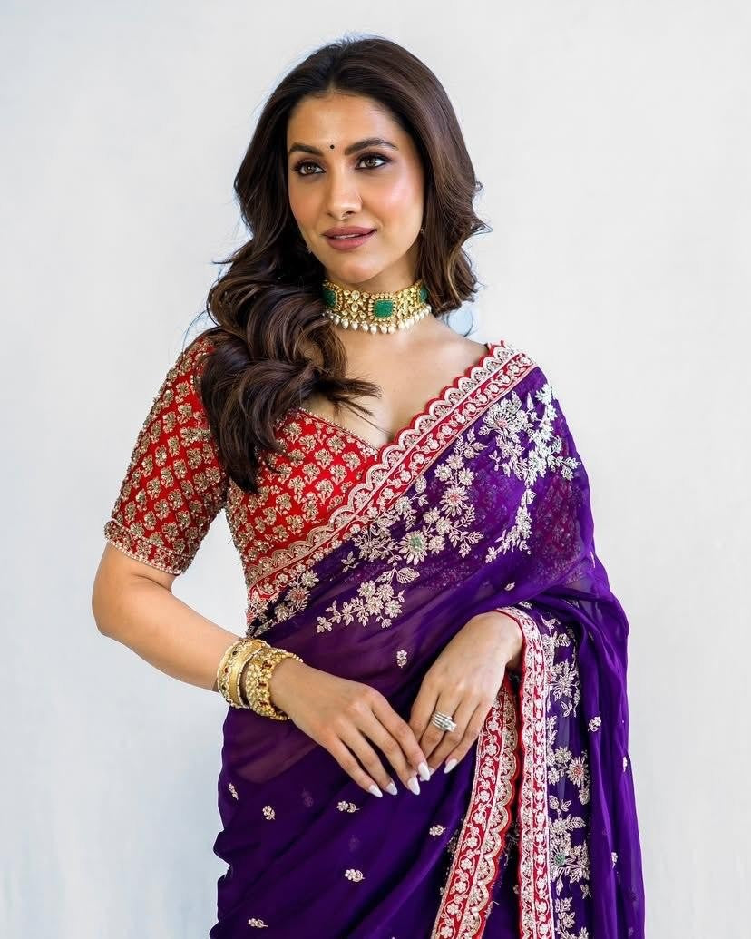 Premium Rangoli Silk Saree With Heavy Embroidery Work