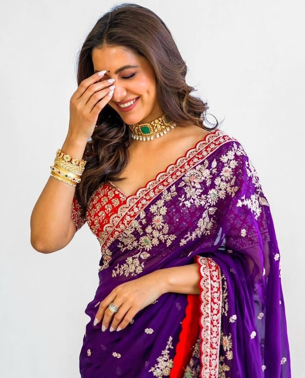 Premium Rangoli Silk Saree With Heavy Embroidery Work