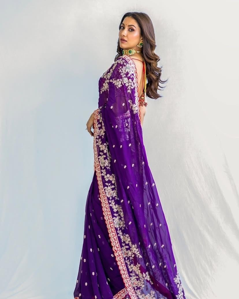 Premium Rangoli Silk Saree With Heavy Embroidery Work