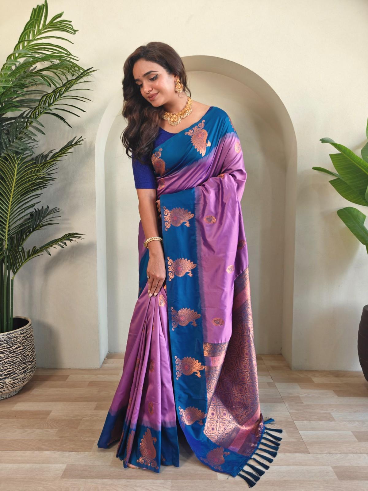 Premium Dual-Tone Silk Saree With Vibrant Contrast Pallu