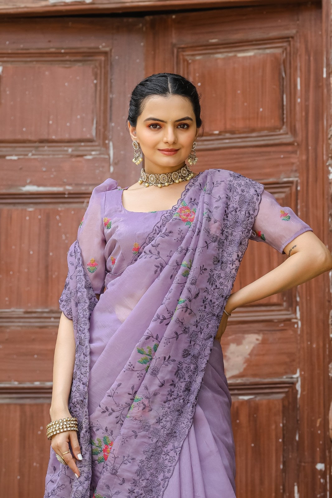 Pure Shiny Zari Chiffon Saree