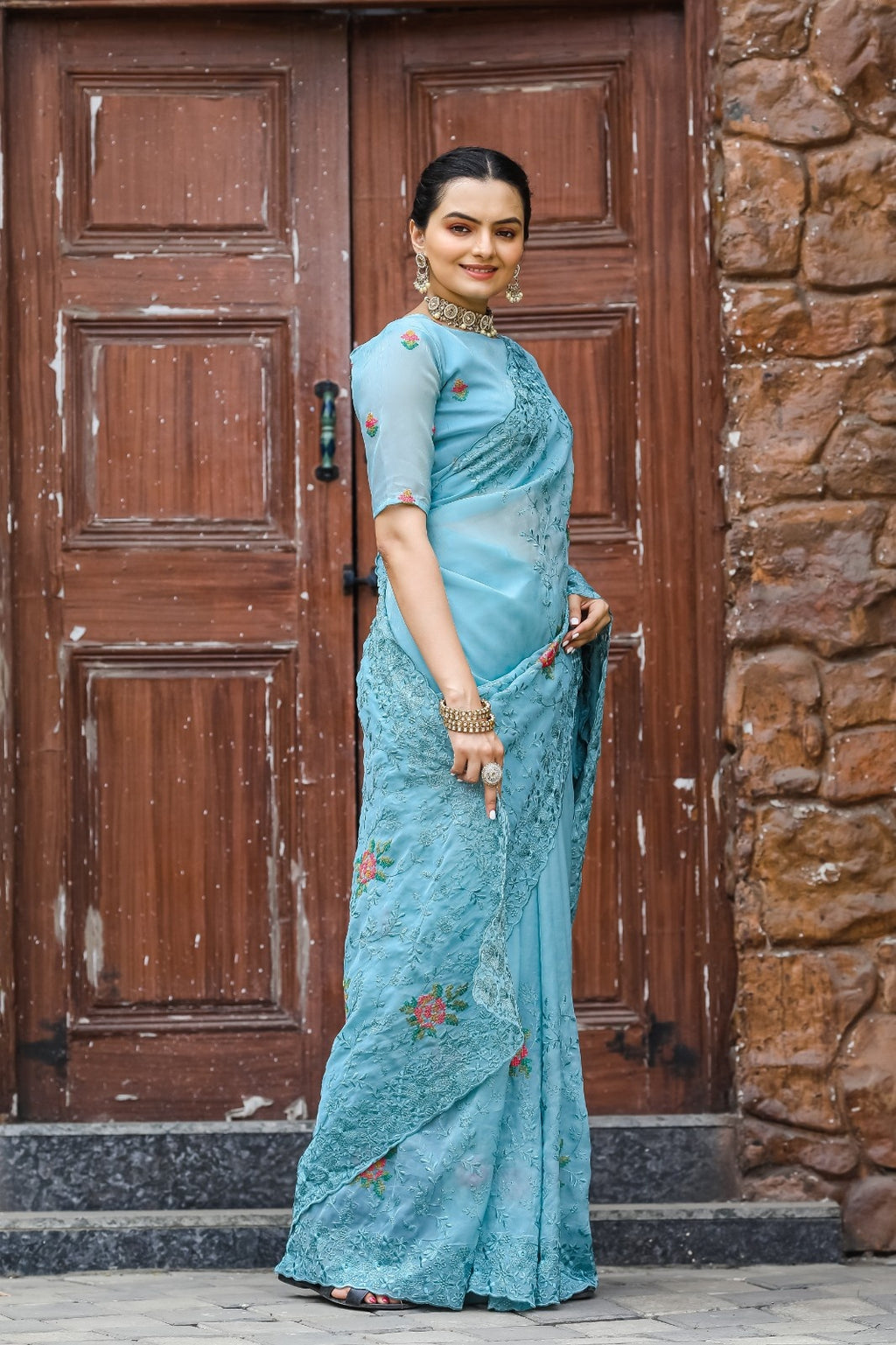 Pure Shiny Zari Chiffon Saree